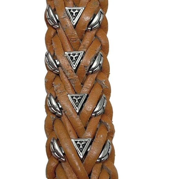 Vintage 1980's Unisex Omega Western Belt Size‎ L Braided Leather Metal Accents - Picture 10 of 10